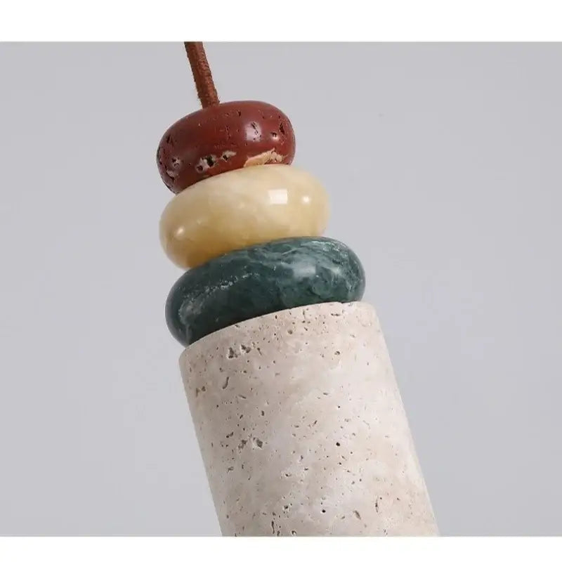 Modern colorful stone led pendant light dining room concrete cylinder