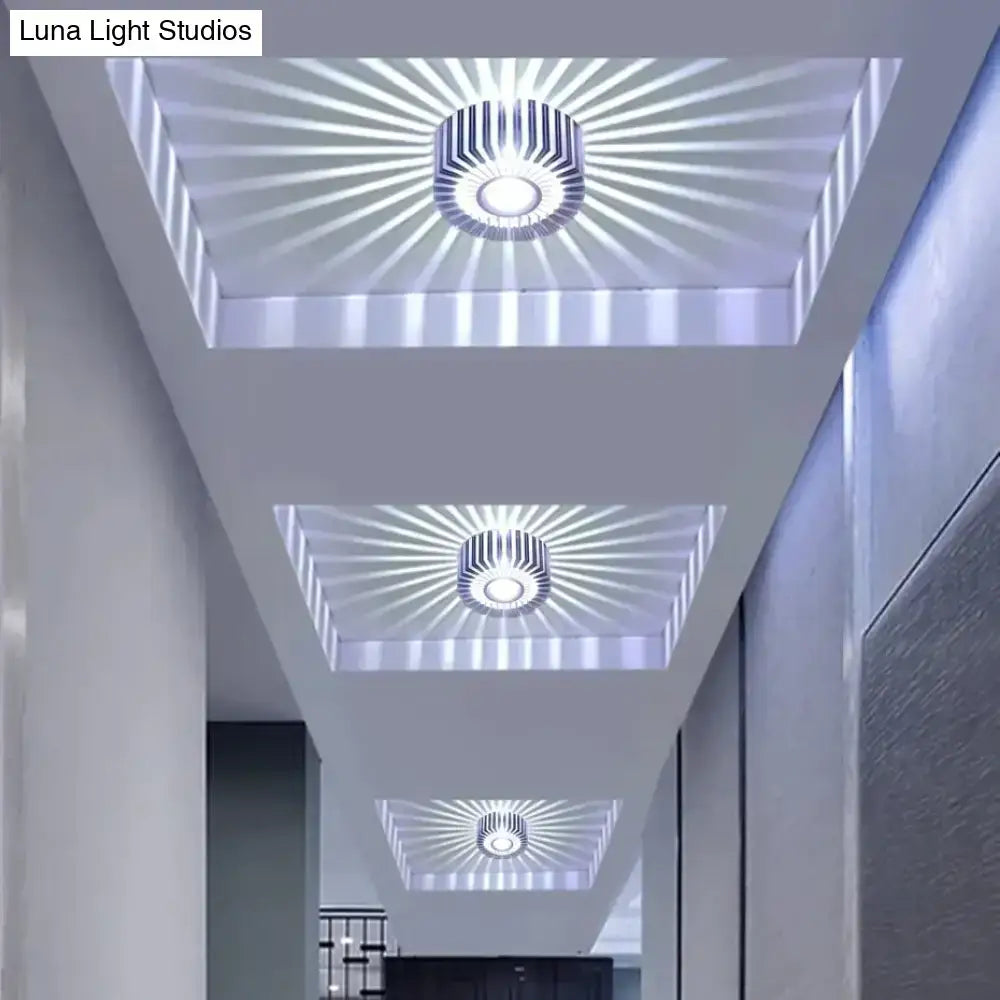 Modern colorful sunburst led ceiling light for porch or gallery
