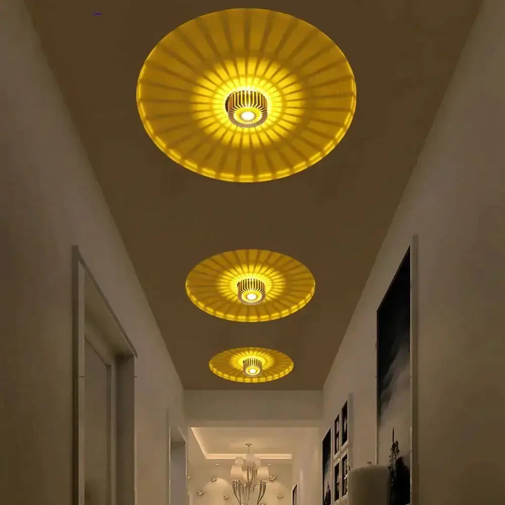 Modern colorful sunburst led ceiling light for porch or gallery