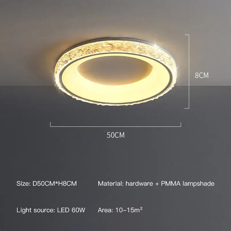 Modern concave round crystal ceiling light for living room