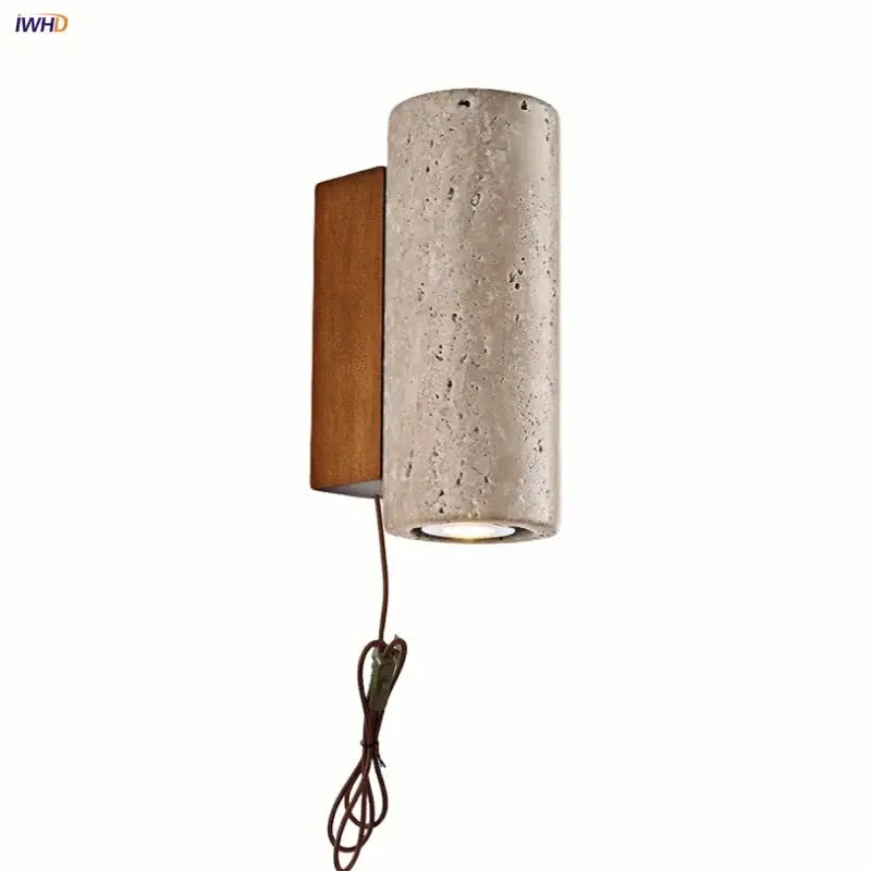 Modern concrete and wood led wall sconce bedroom light