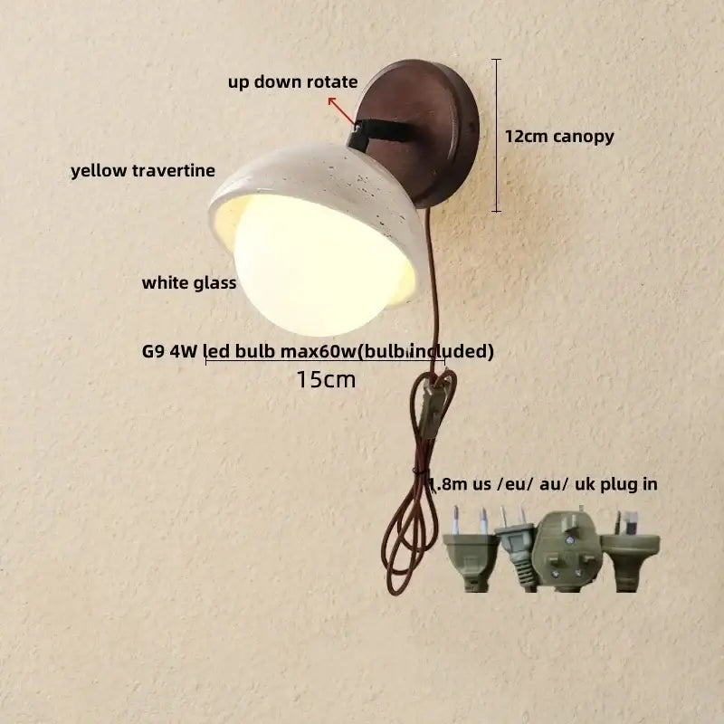 Modern concrete and wood led wall sconce bedroom light