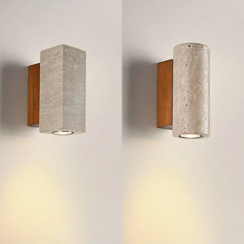 Modern concrete and wood led wall sconce bedroom light