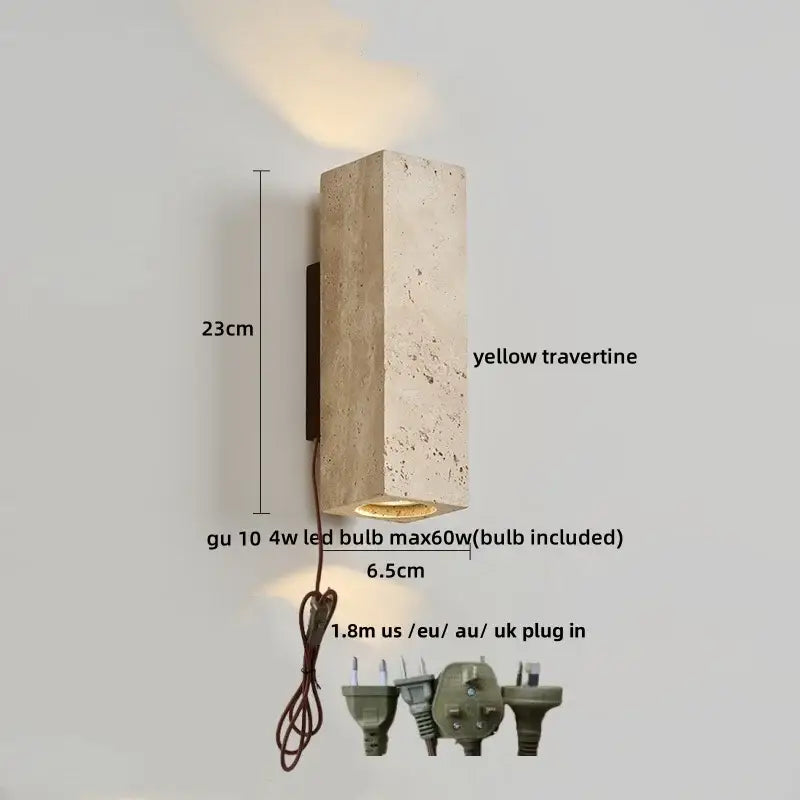 Modern concrete and wood led wall sconce bedroom light