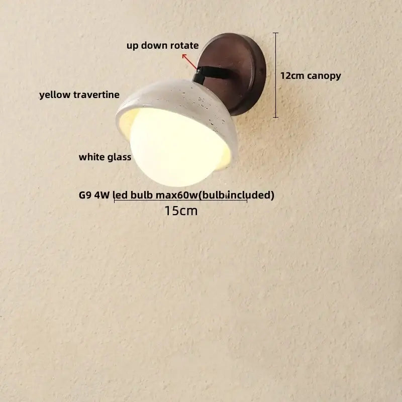 Modern concrete and wood led wall sconce bedroom light