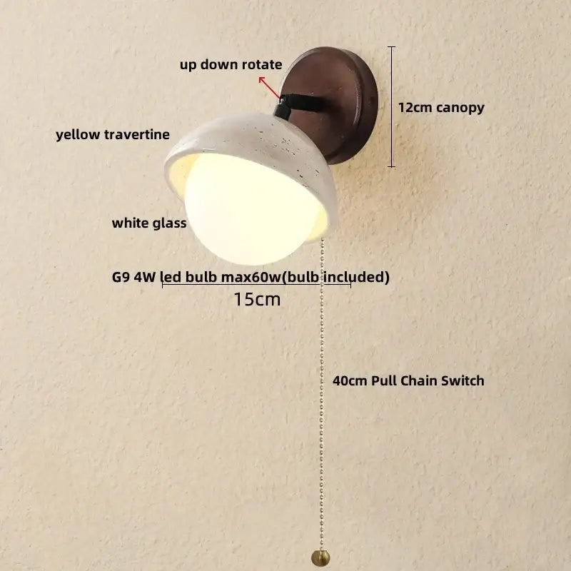 Modern concrete and wood led wall sconce bedroom light