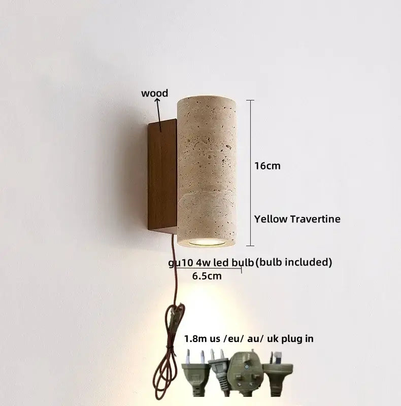 Modern concrete and wood led wall sconce bedroom light