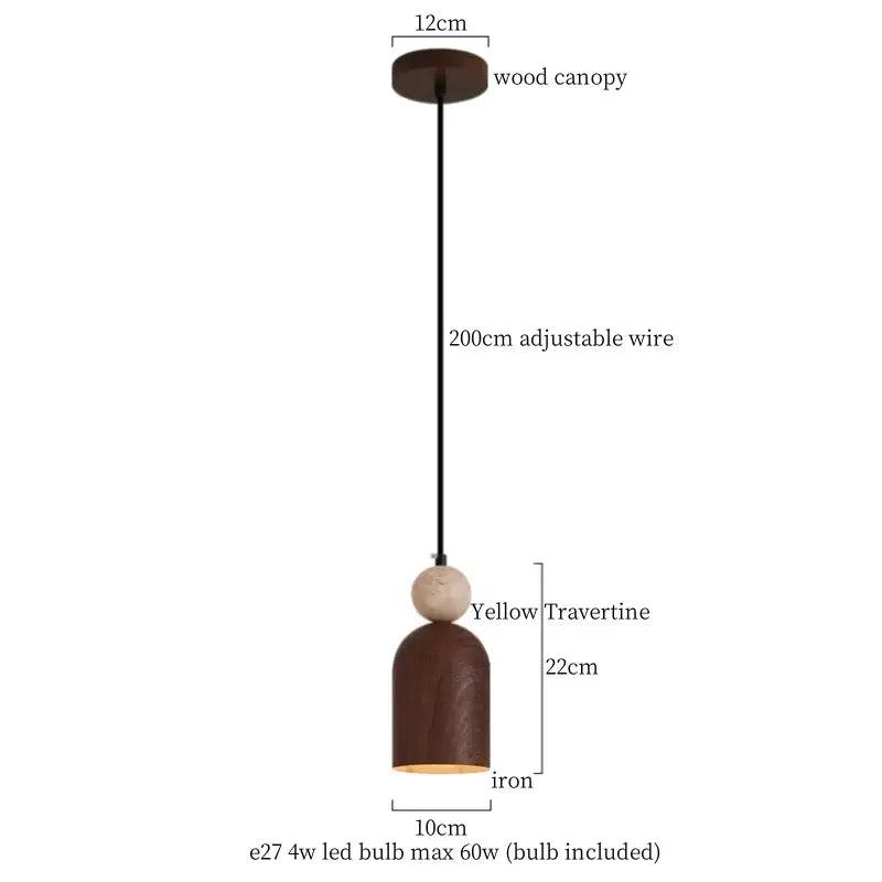 Modern concrete and wood pendant light kitchen led yellow travertine