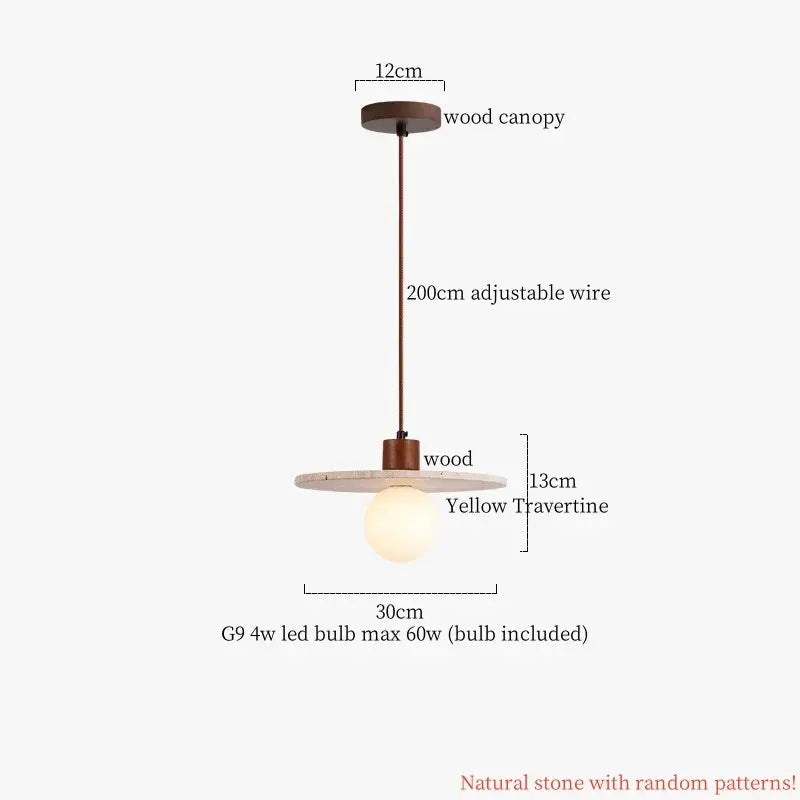 Modern concrete and wood pendant light kitchen led yellow travertine