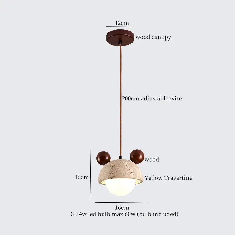 Modern concrete and wood pendant light kitchen led yellow travertine
