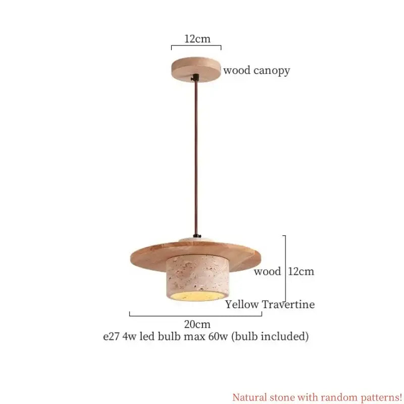 Modern concrete and wood pendant light kitchen led yellow travertine