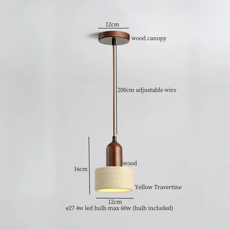 Modern concrete and wood pendant light kitchen led yellow travertine