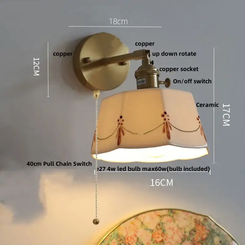 Modern copper and off-white ribbed wall light fixture bedroom sconce