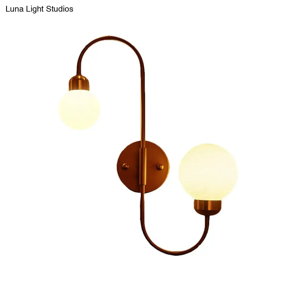 Modern copper and white glass spherical wall sconce living room light