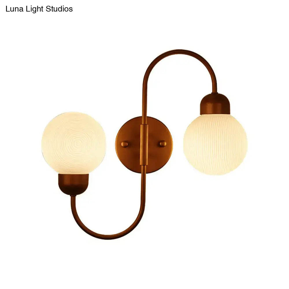 Modern copper and white glass spherical wall sconce living room light