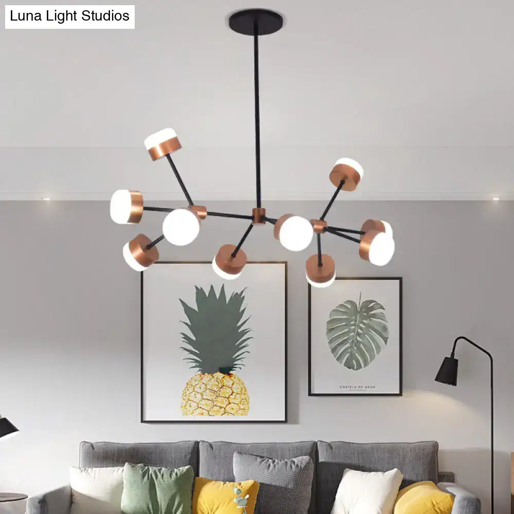 Modern copper & black sputnik ceiling island light for bedroom