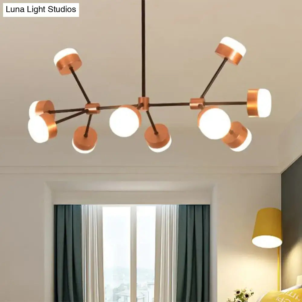 Modern copper & black sputnik ceiling island light for bedroom