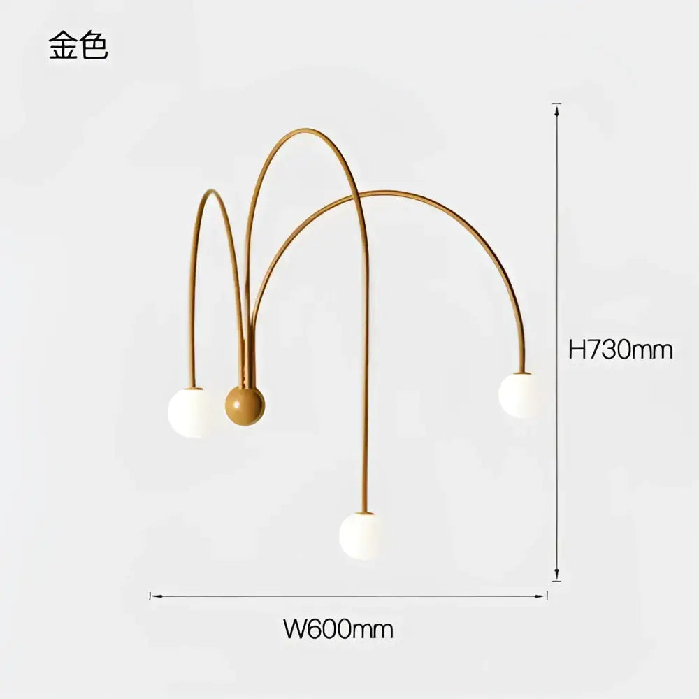 Modern copper branch glass wall lamp for living room
