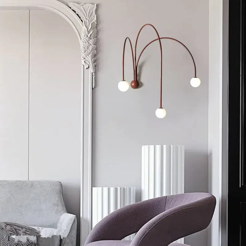 Modern copper branch glass wall lamp for living room
