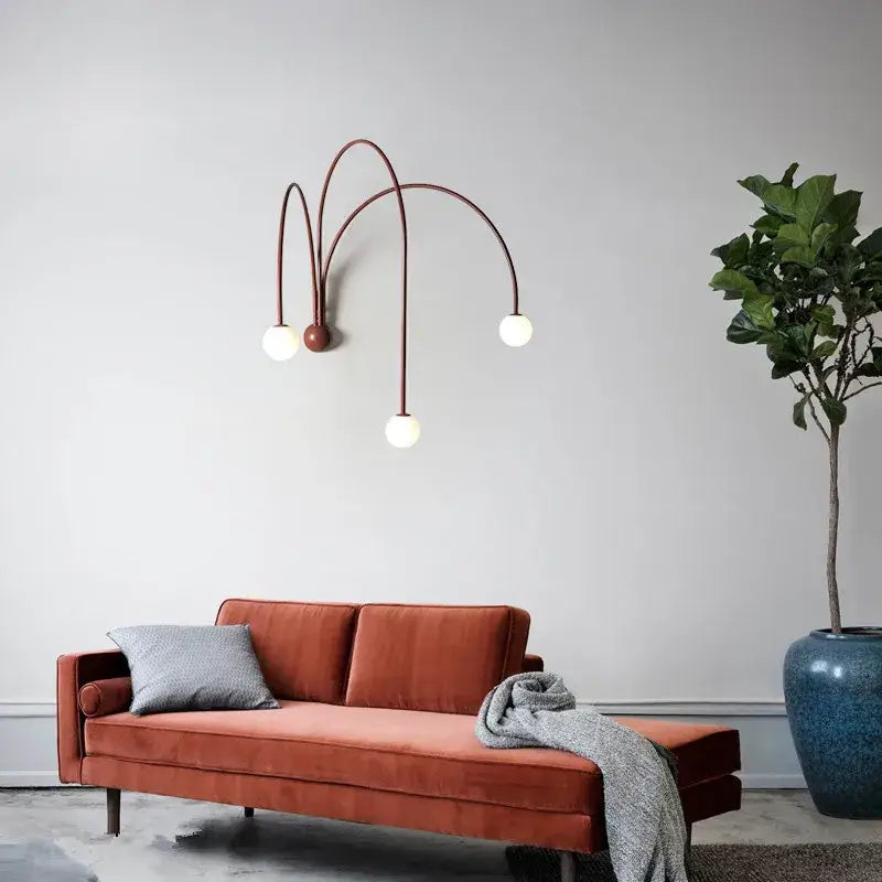 Modern copper branch glass wall lamp for living room