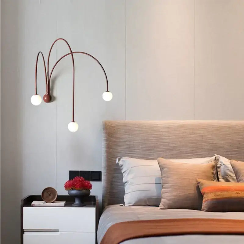 Modern copper branch glass wall lamp for living room