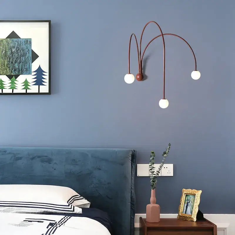 Modern copper branch glass wall lamp for living room