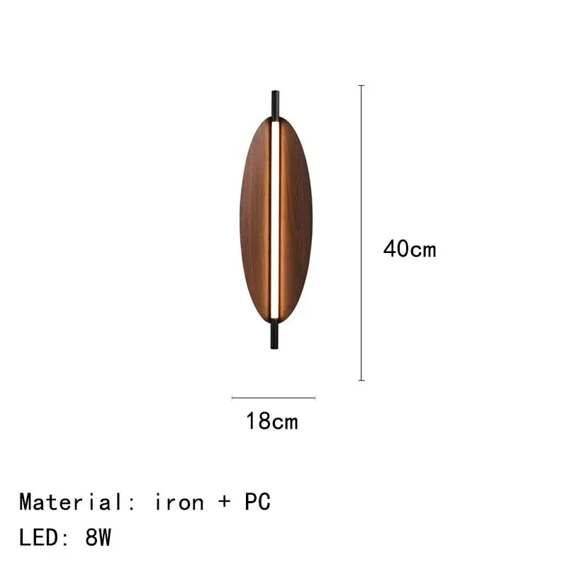 Modern copper brown metal leaf wall sconce bedroom lightstrip