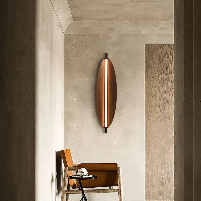 Modern copper brown metal leaf wall sconce bedroom lightstrip