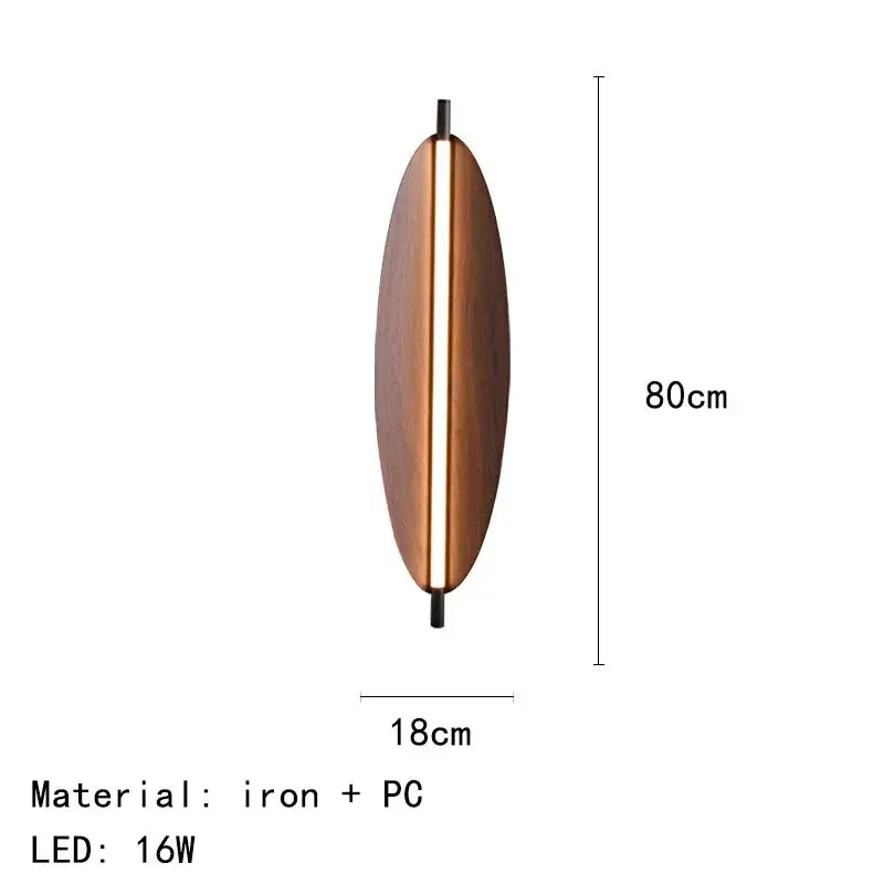 Modern copper brown metal leaf wall sconce bedroom lightstrip