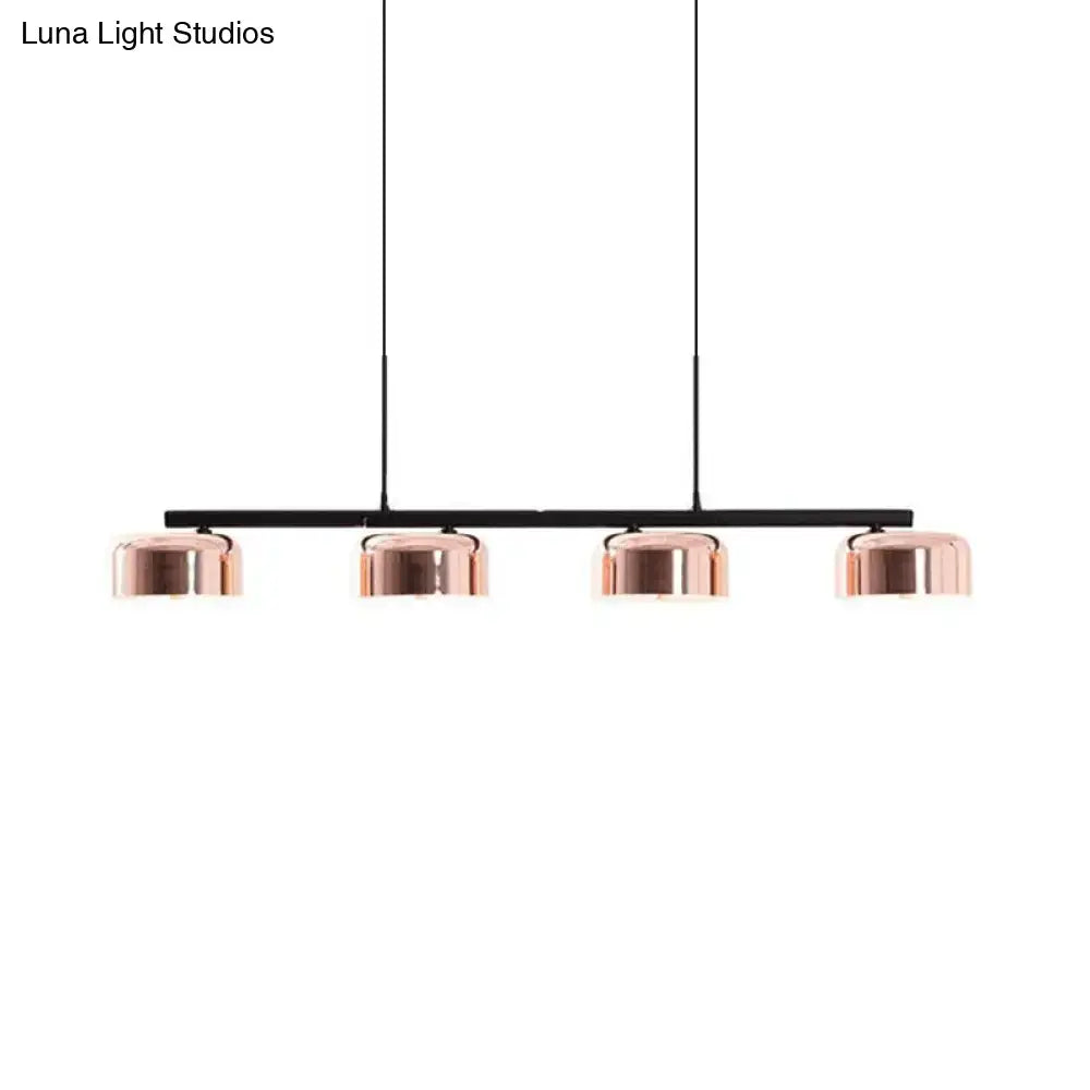 Modern copper ceiling light 4-head drum pendant for dining room