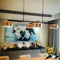 Modern copper ceiling light 4-head drum pendant for dining room
