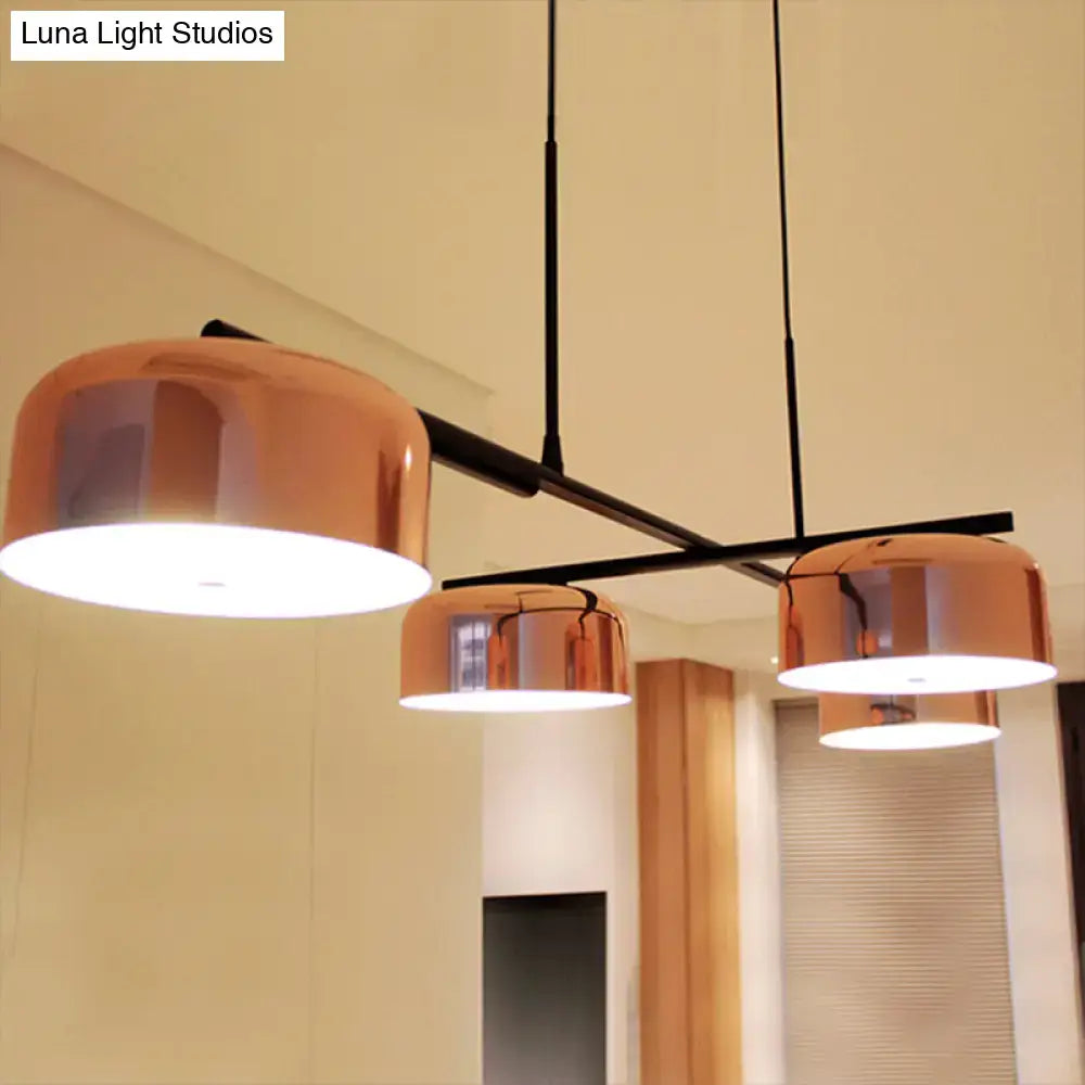 Modern copper ceiling light 4-head drum pendant for dining room