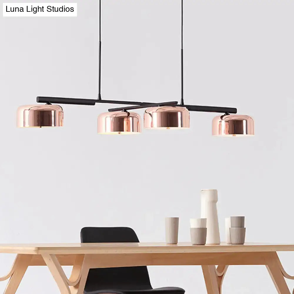 Modern copper ceiling light 4-head drum pendant for dining room