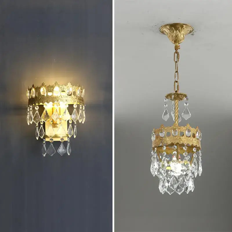 Modern copper crystal chandelier living room led lighting
