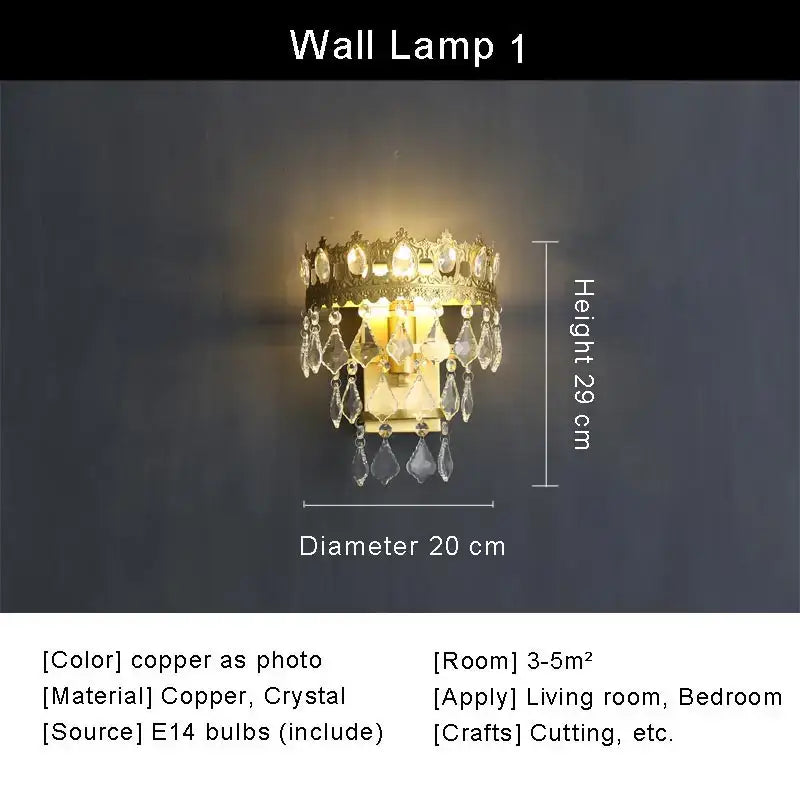 Modern copper crystal chandelier living room led lighting