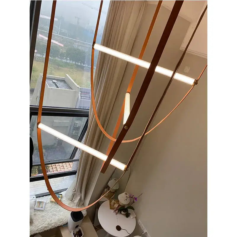 Modern copper decorbites leather belt chandelier for dining room
