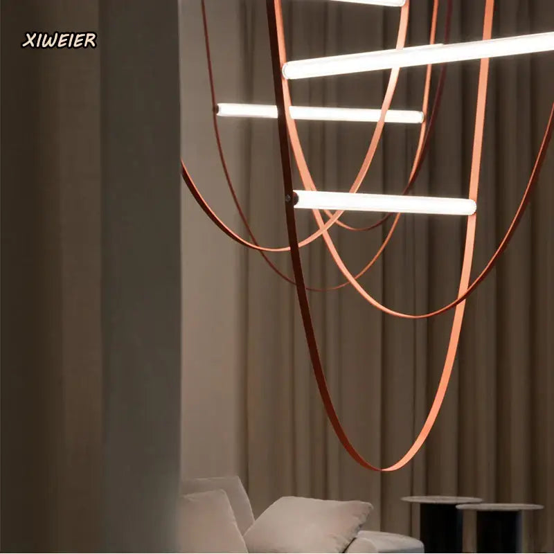 Modern copper decorbites leather belt chandelier for dining room