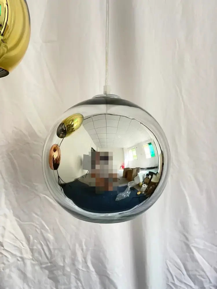 Modern copper glass balls pendant light kitchen spherical lighting