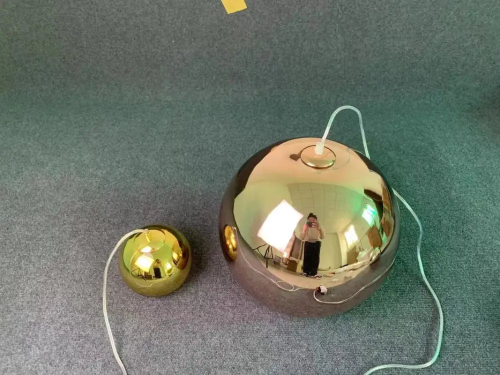 Modern copper glass balls pendant light kitchen spherical lighting