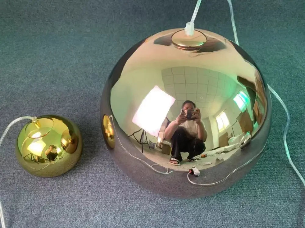 Modern copper glass balls pendant light kitchen spherical lighting