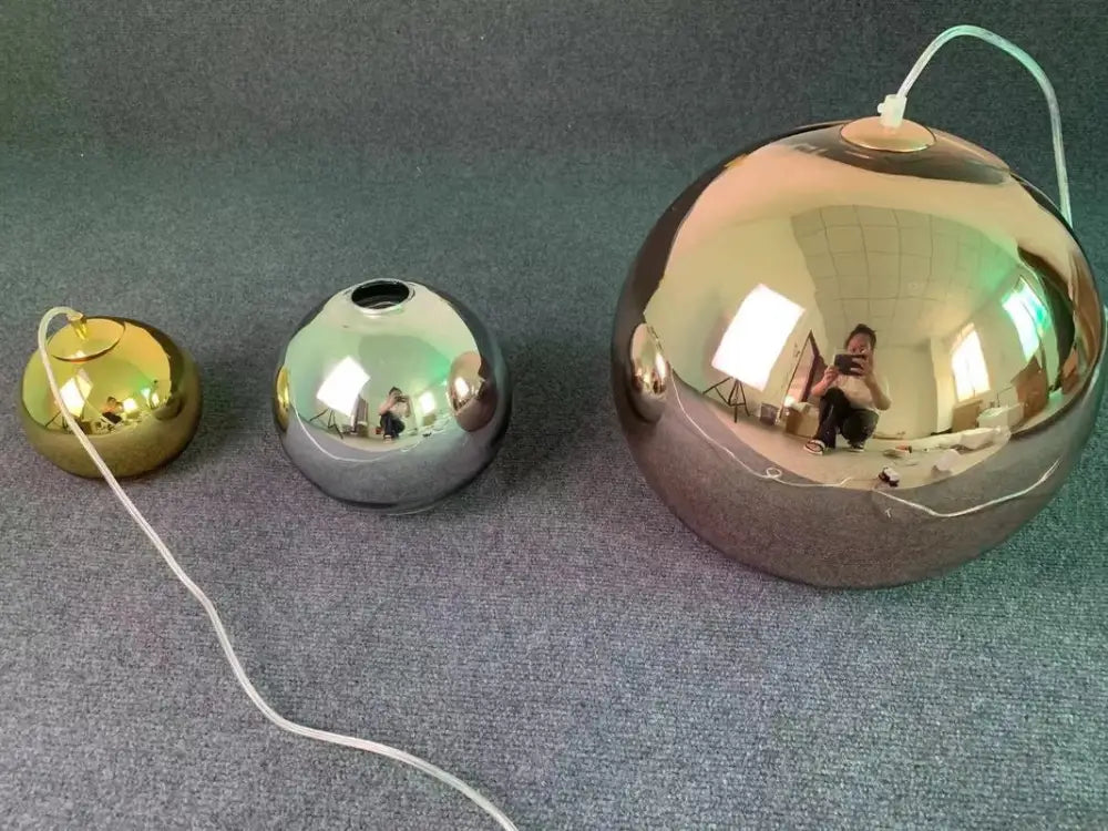 Modern copper glass balls pendant light kitchen spherical lighting