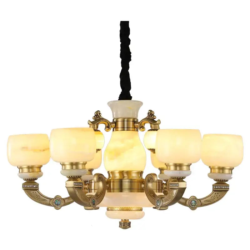 Modern copper jade chandelier living room lighting with frosted glass