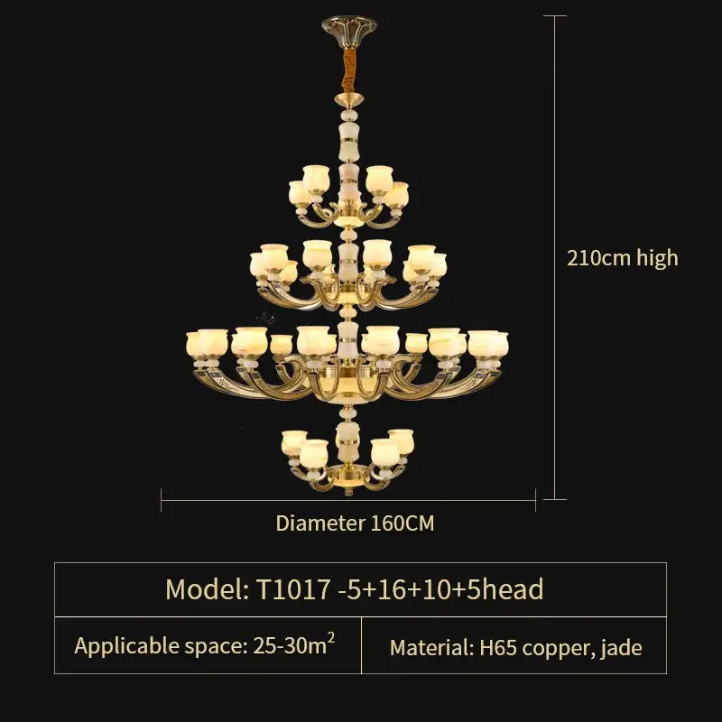 Modern copper jade pendant lamp for dining room decor