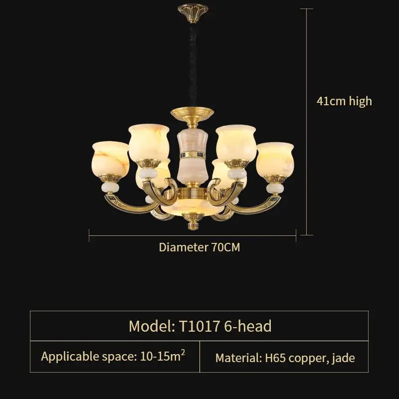 Modern copper jade pendant lamp for dining room decor