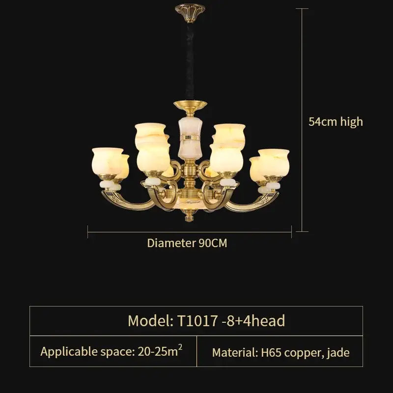 Modern copper jade pendant lamp for dining room decor
