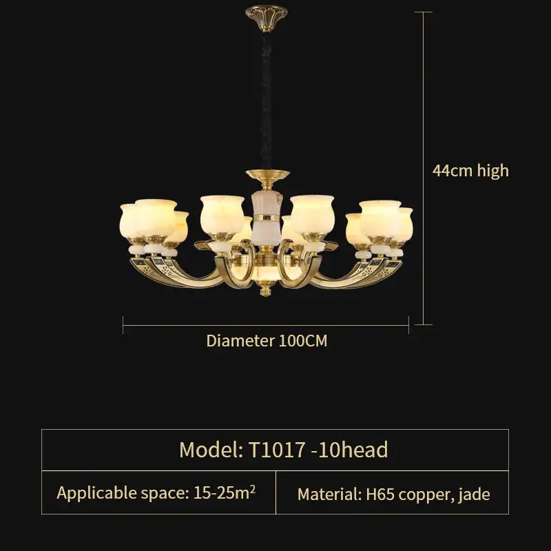 Modern copper jade pendant lamp for dining room decor
