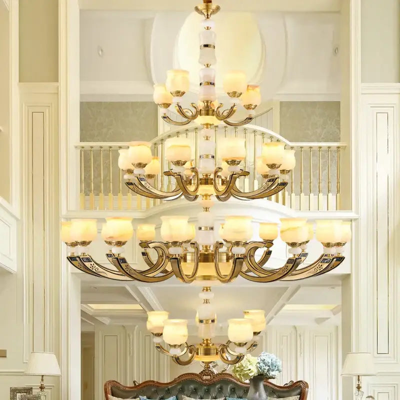 Modern copper jade pendant lamp for dining room decor