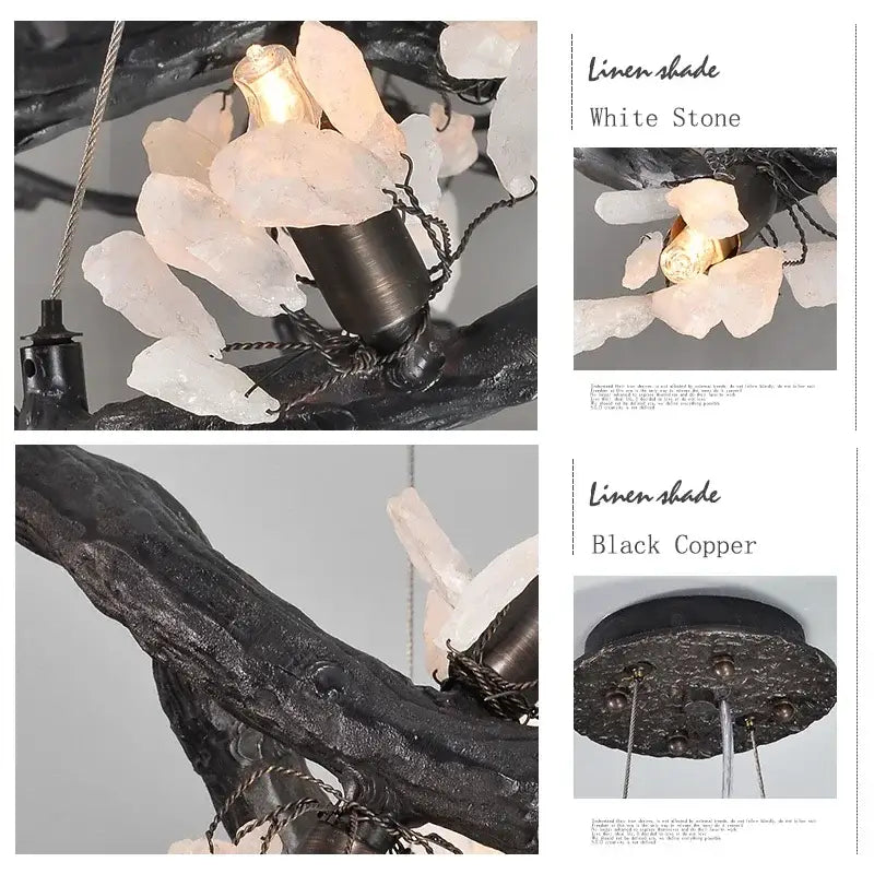 Modern copper led branch chandelier dining room floral light