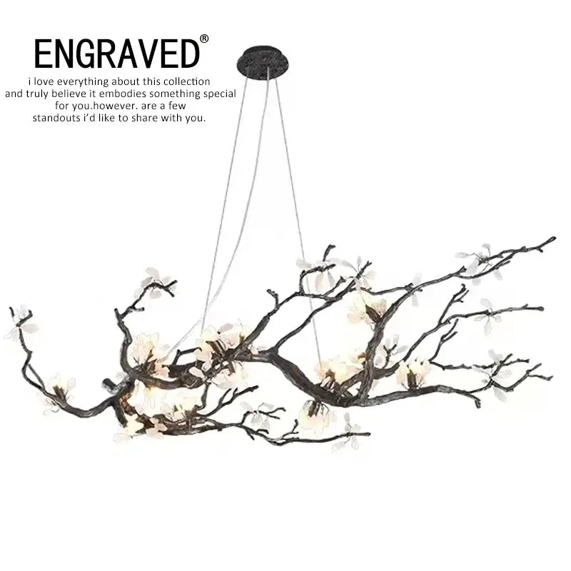 Modern copper led branch chandelier dining room floral light