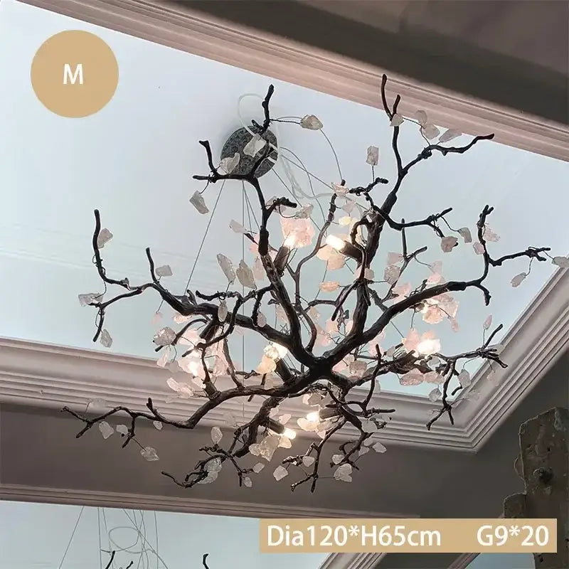Modern copper led branch chandelier dining room floral light